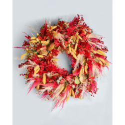Dried Flower Wreath in Red Tones
