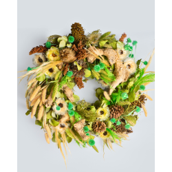 Dried Flower Wreath in Lemon Green Tones